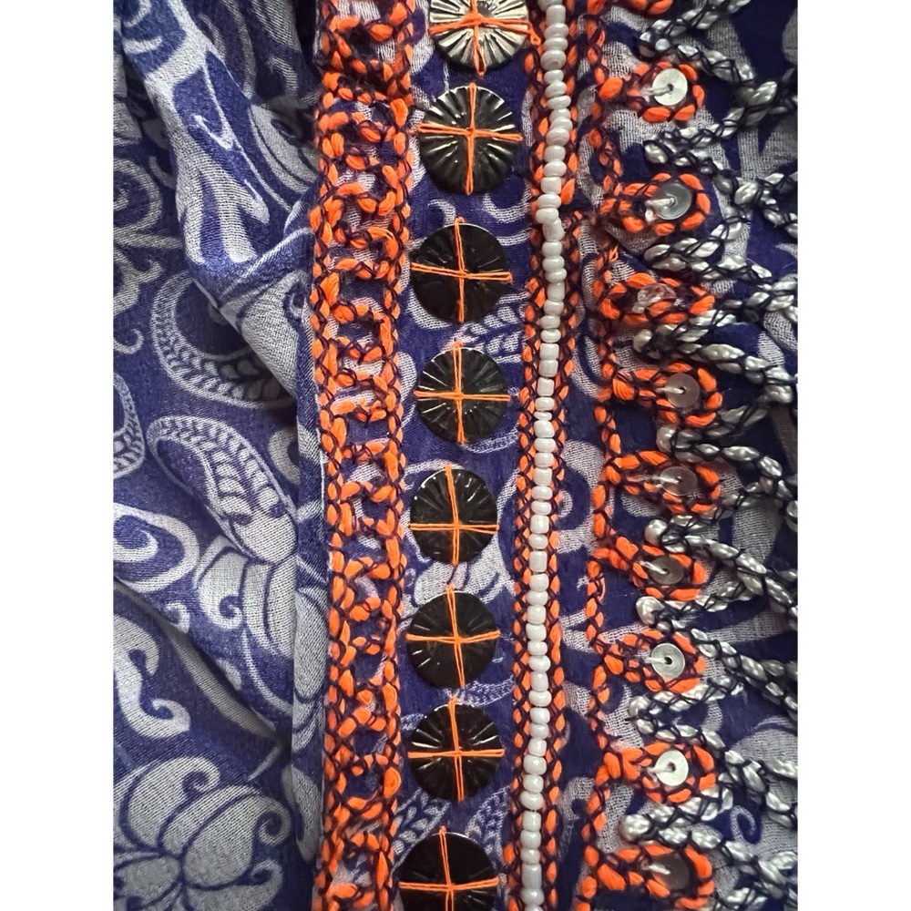 TAJ by Sabrina Crippa Beaded 100% Silk Lightweight Top XS - Picture 10 of 13
